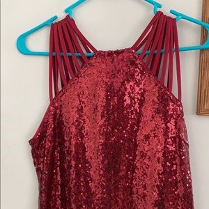 Red sequence dress